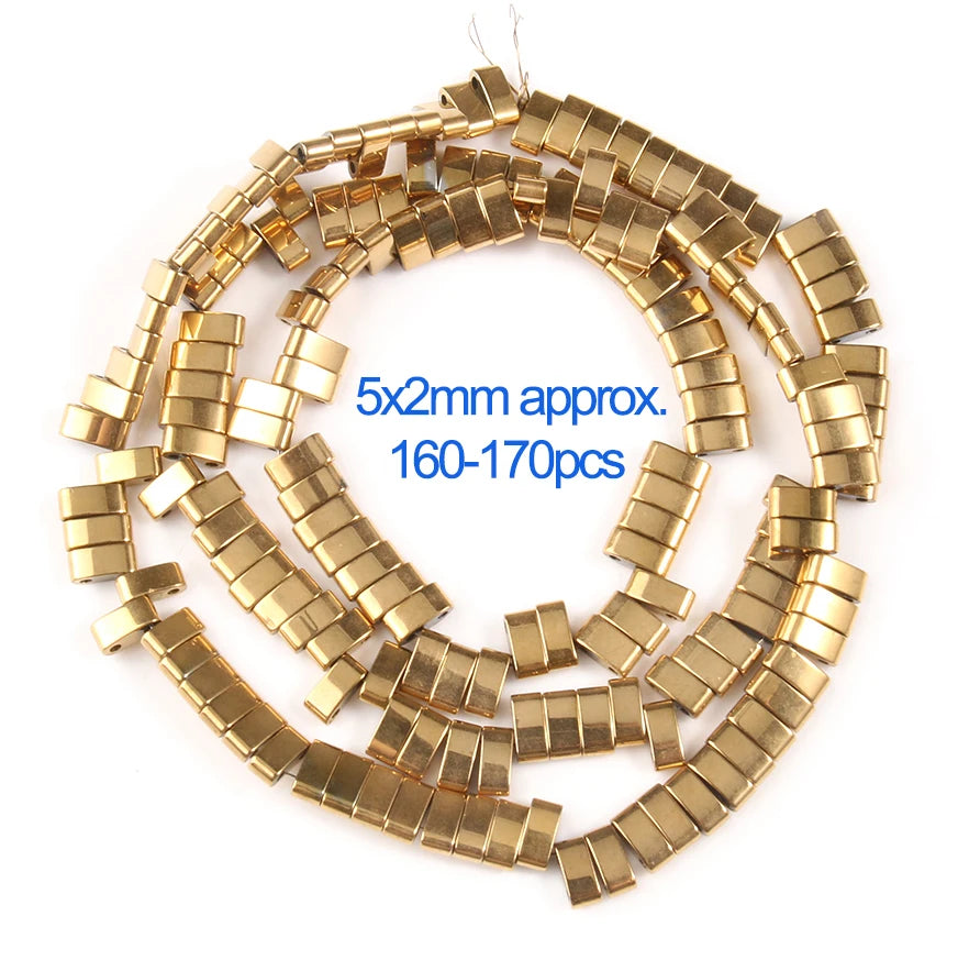 Mostacillas de hematita chapadas en oro Natural para fabricación de joyería