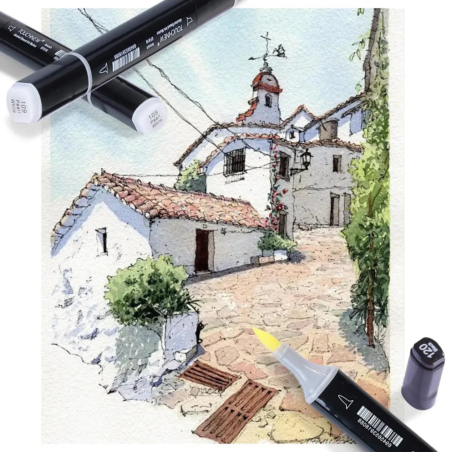 Rotuladores de doble punta suave, TOUCHNEW 30/60/80 colores con punta pincel y cincel para artistas adultos