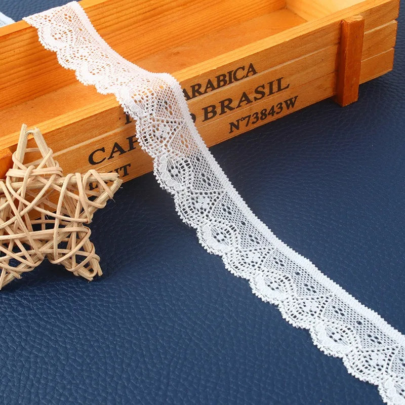Accesorios de encaje blanco elástico, 1-2cm