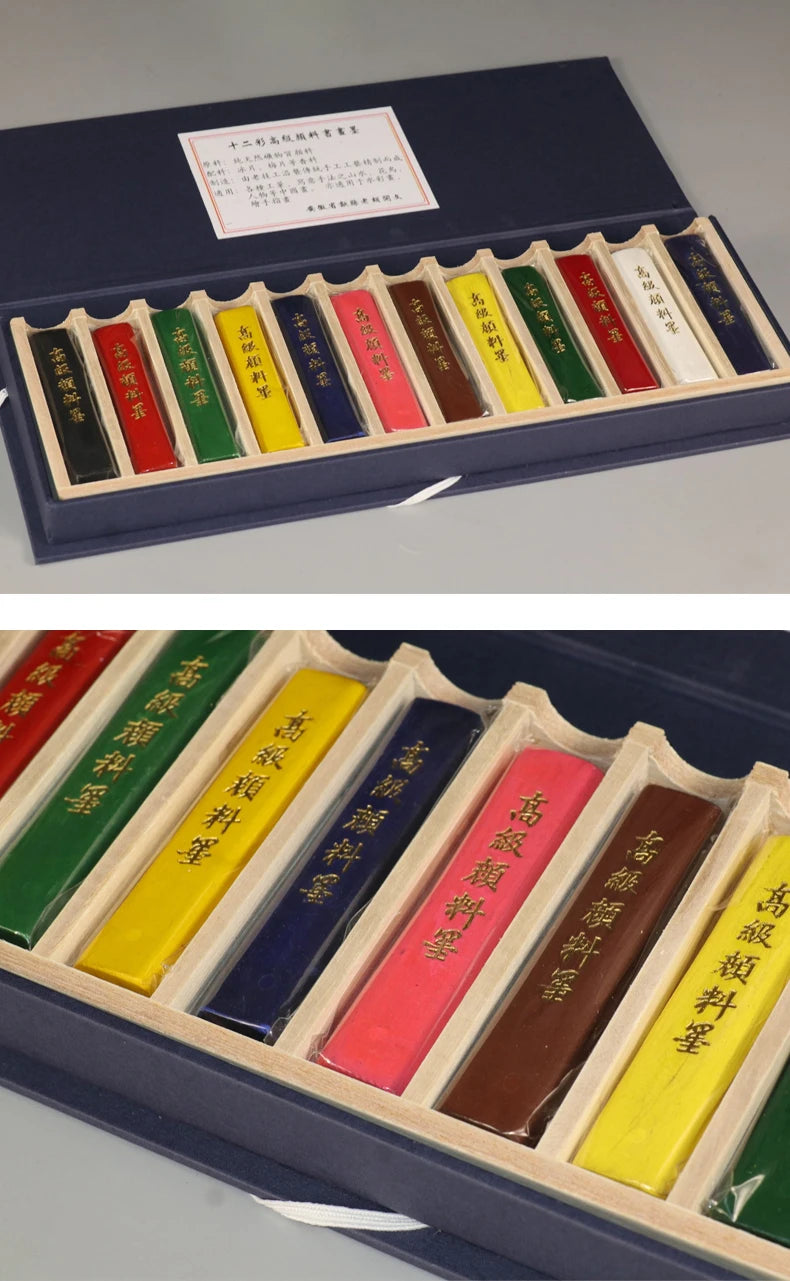 Barras de tinta de pigmento de Color, bloques de tinta de pintura china 12 uds.