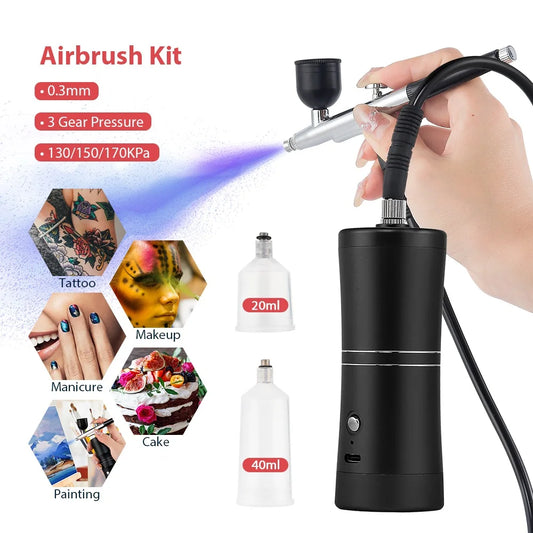 Aerógrafo portátil superior de 0,3mm con tubo de aire de 150cm, pulverizador de pintura para arte, pastelería, maquillaje, decoración de uñas, etc