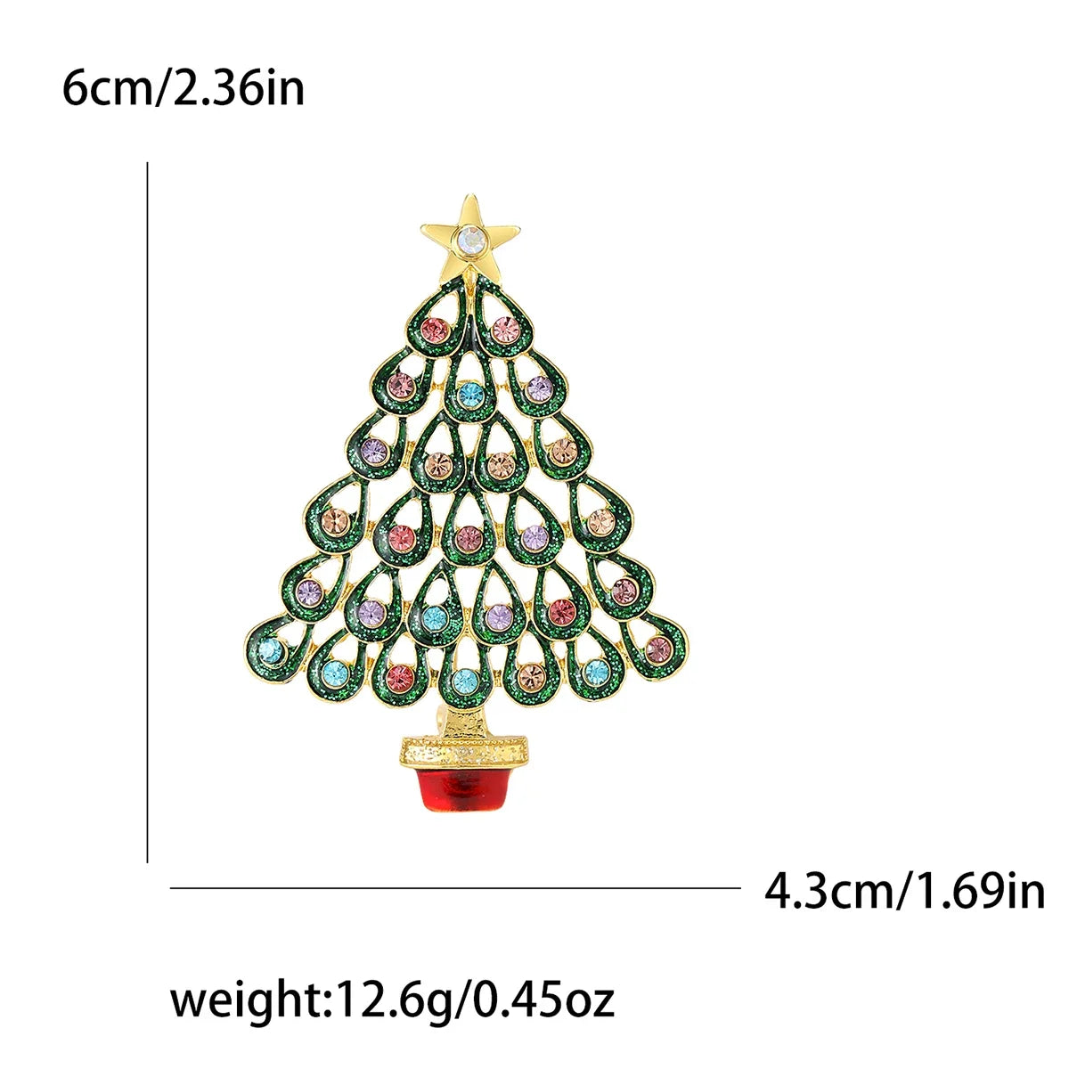 Broches en forma de árbol de Navidad con diamantes de imitación, accesorios de joyería