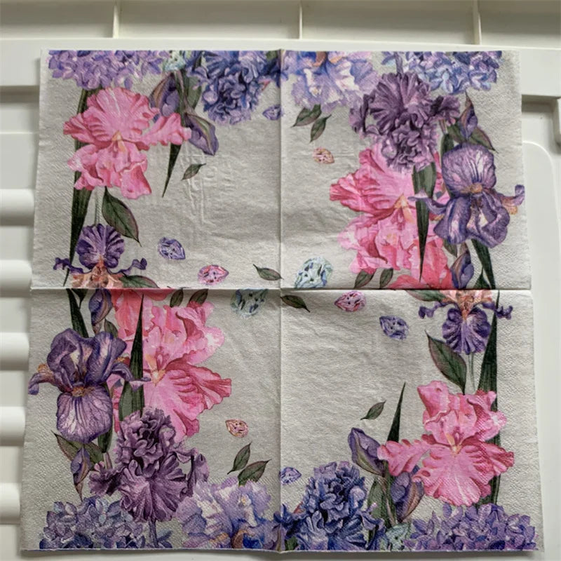 Decoupage-Servilletas de papel de flores, mariposas, 20 unidades