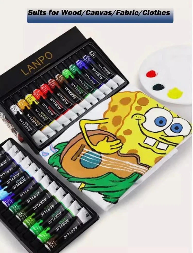 Juego de pintura acrílica metálica profesional, tubos de 12/24 colores y 12 ml.