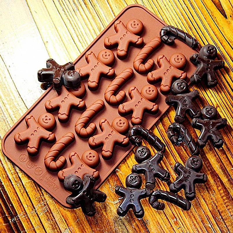 Molde de silicona antiadherente con formas de Navidad, para hornear galletas, chocolate, Fondant, dulces, etc.