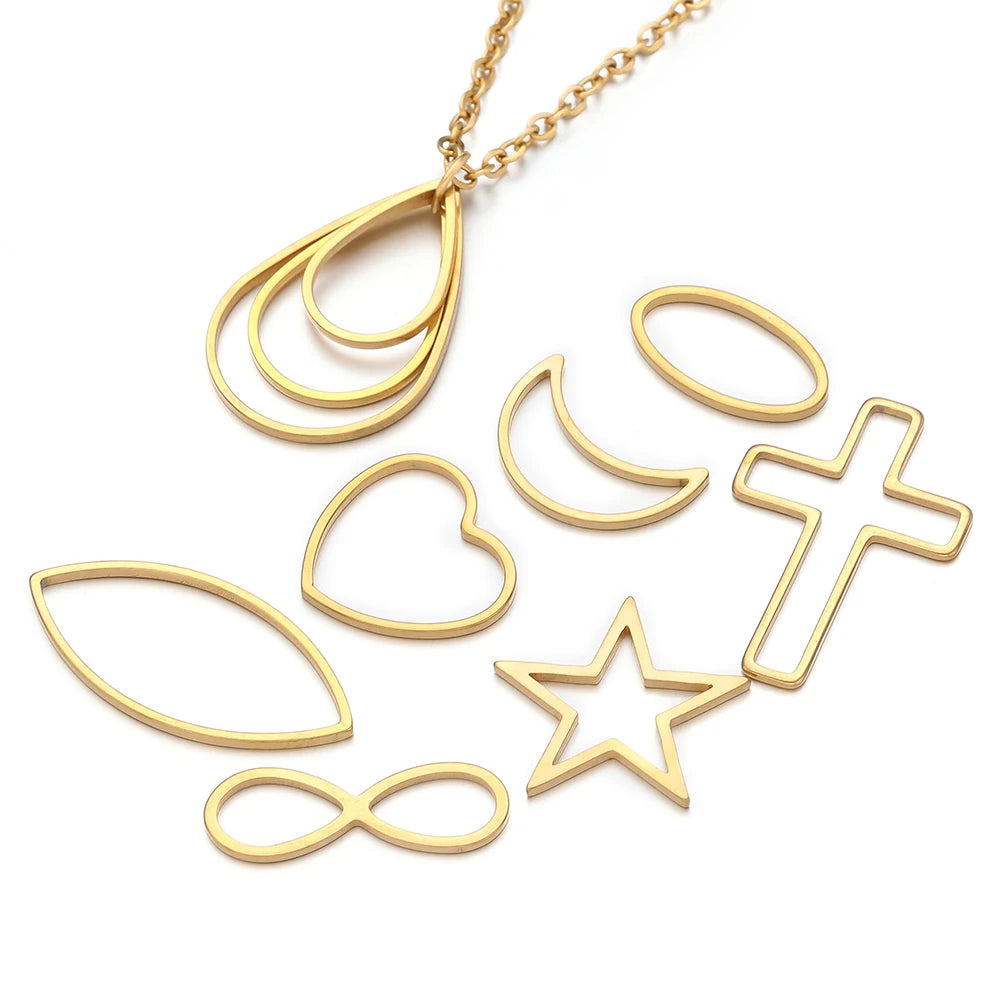 Pendientes de acero inoxidable dorado y plateado al vacío, suministros para hacer joyas de bisel, a granel, 20-50 Uds.