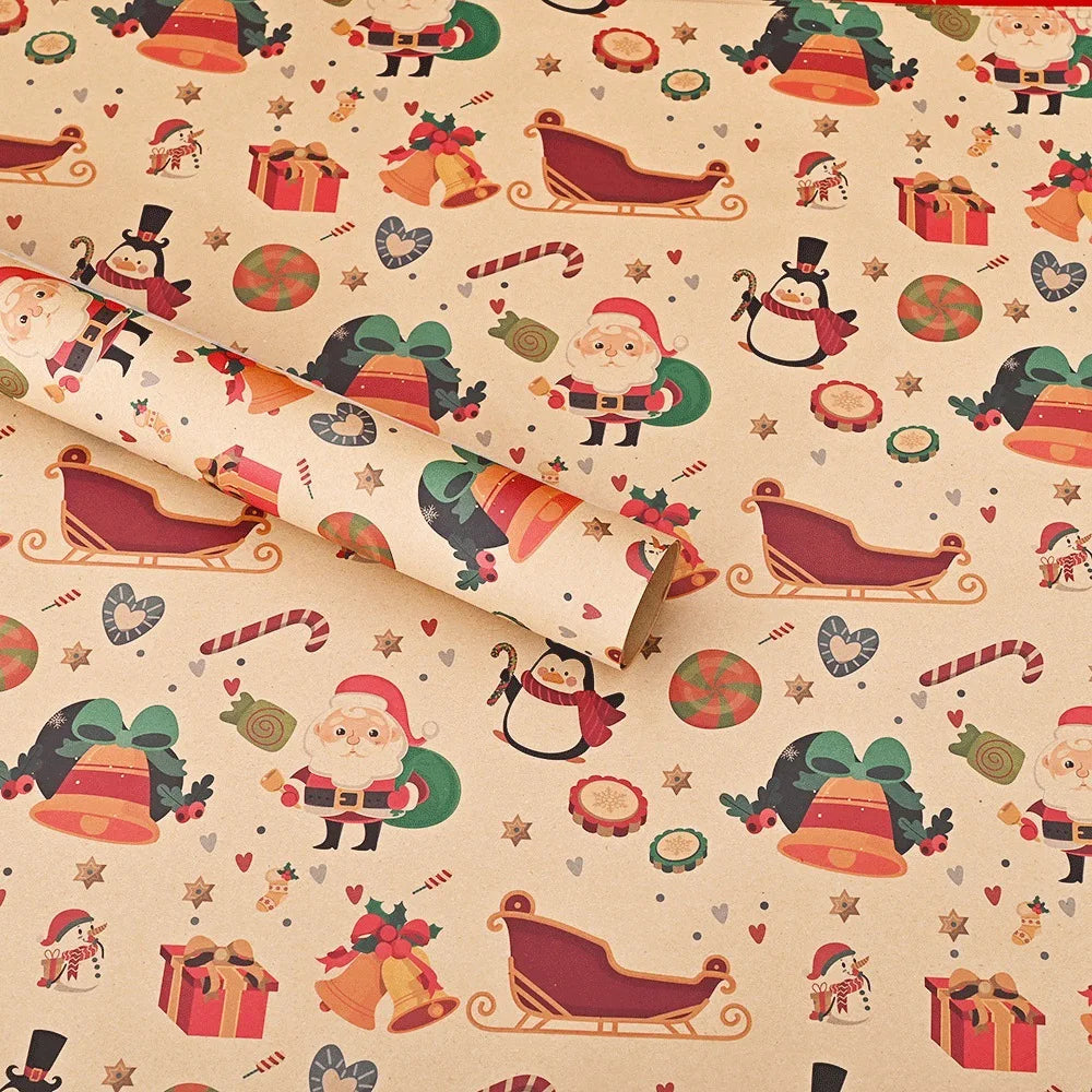 10 Uds., de papel de regalo navideño-74*50cm
