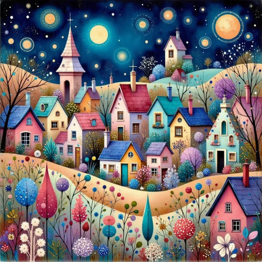 1 unidad 40X40cm/15,7X15,7 pulgadas, vista nocturna, kit de punto de cruz con estampado de 11CT/14CT