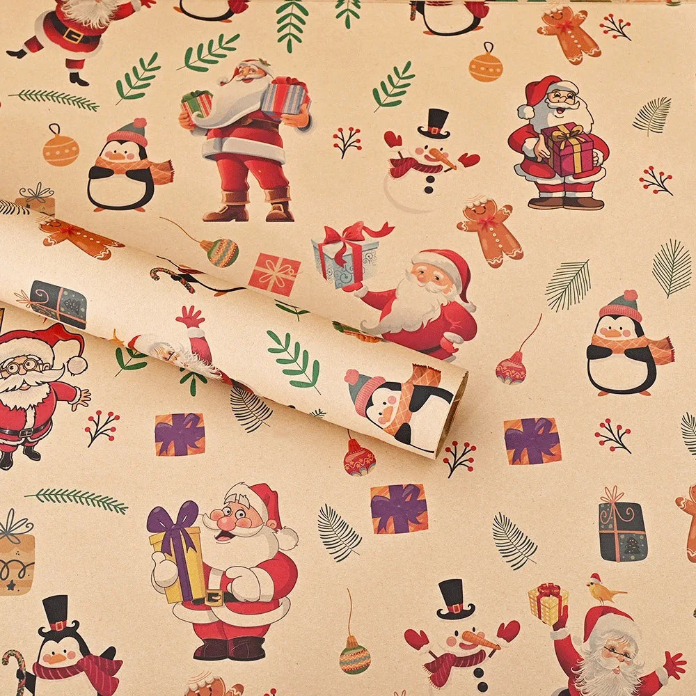 10 Uds., de papel de regalo navideño-74*50cm