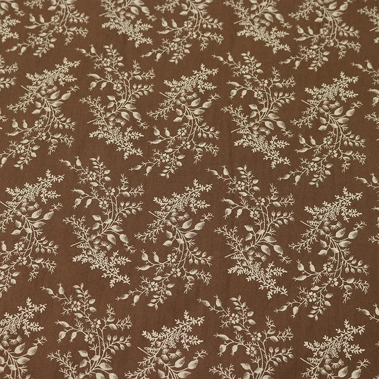 Tela de Algodón con Estampado de Flores y Plantas