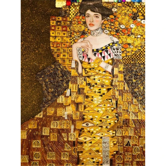 Klimt, Retrato de Adele: bordado 11CT/14CT, Kits de punto de cruz, lienzo impreso, hilo de algodón