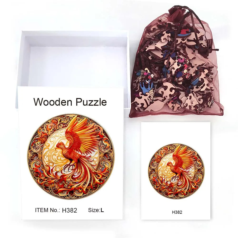 Rompecabezas de madera Fénix Rojo, de forma irregular