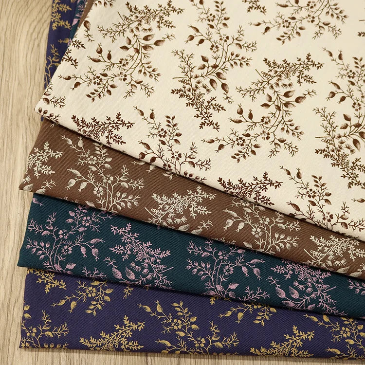 Tela de algodón de 100CM x 150CM con flores frescas y plantas para coser