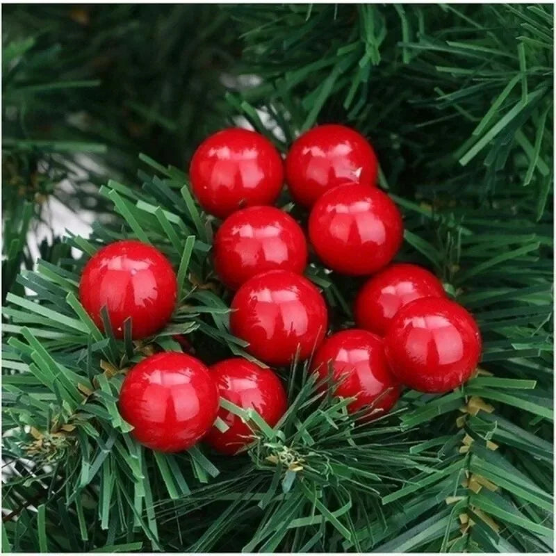 Bayas rojas para decoración de árbol de Navidad, 50/1000 piezas