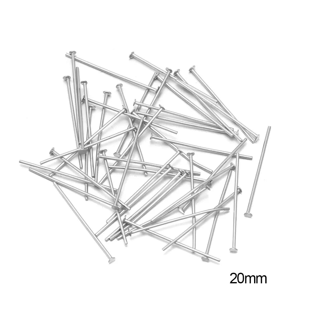 100/50 Uds. Cabezas de acero inoxidable, de cabeza plana, de bola de Color dorado para accesorios de joyería