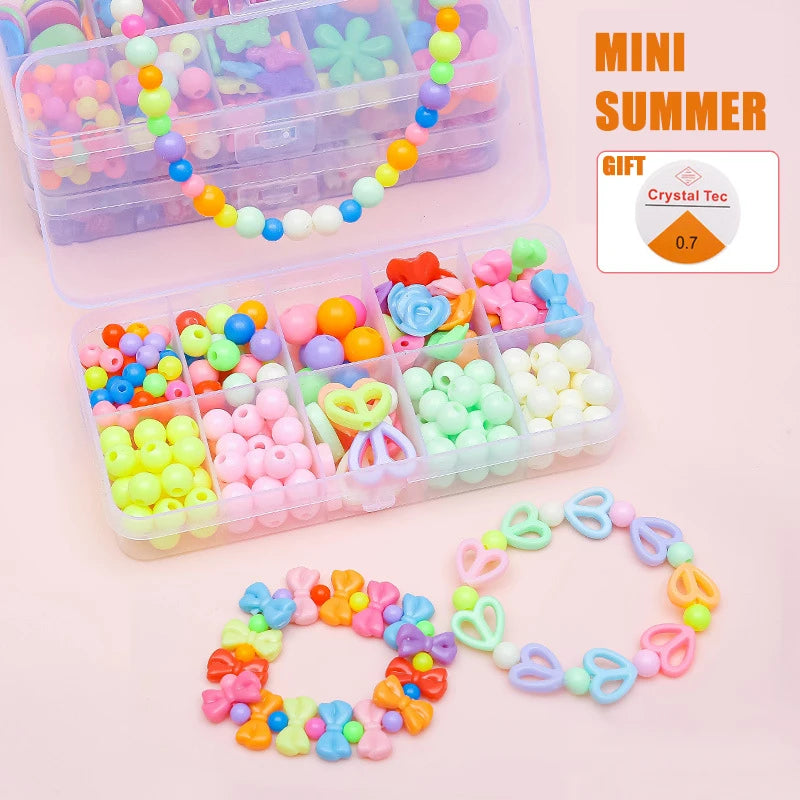 Conjunto de joyería, juego de cuentas espaciadoras sueltas creativas para hacer pulseras y collares, 24 cuadrículas, Cuerda elástica para hacer joyas