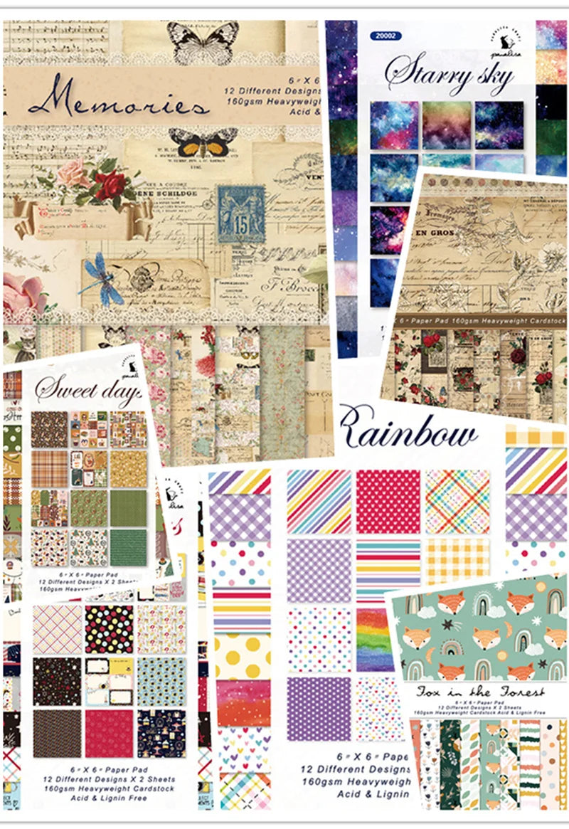12 hojas de papel para álbum de recortes de 15x15cm