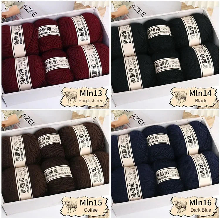 500 g/set de lana merina de 4 capas para tejer a mano