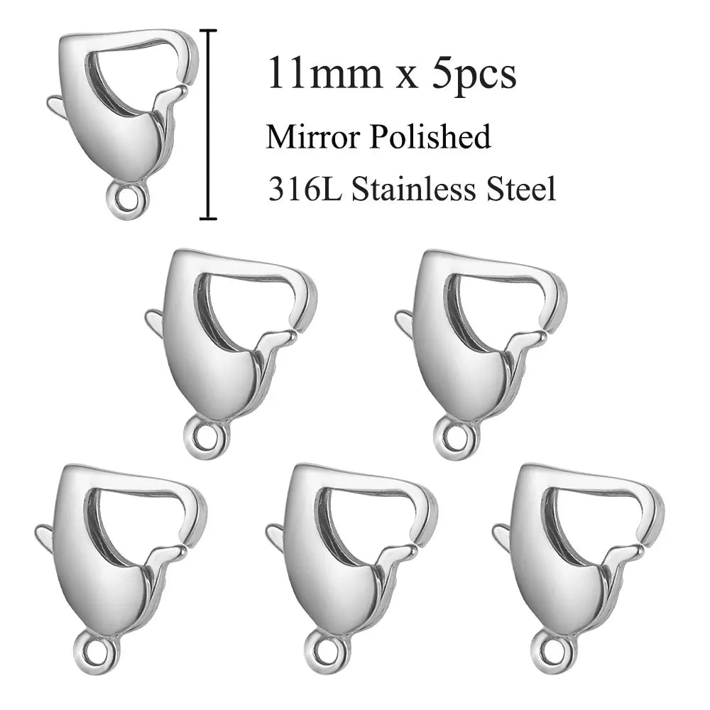 5 unids/lote de cierre de langosta rectangular de acero inoxidable de joyería para hacer collares y pulseras