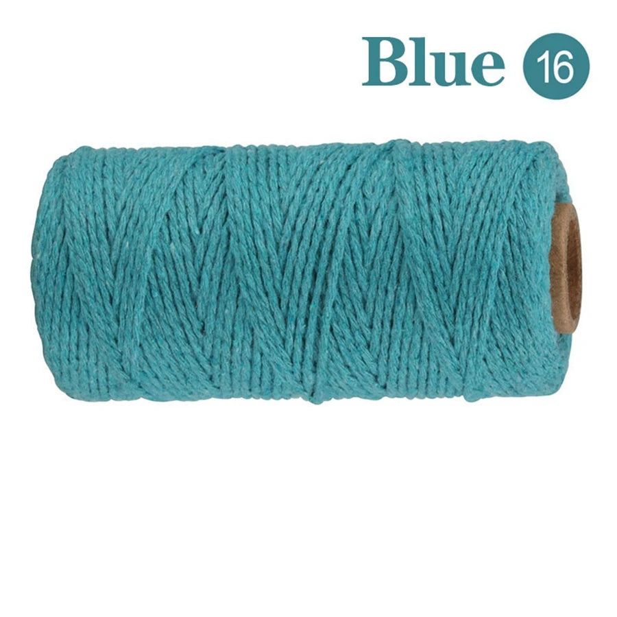Cuerda de Algodón Puro para Macramé, de 2mm y 100M, 20 Colores