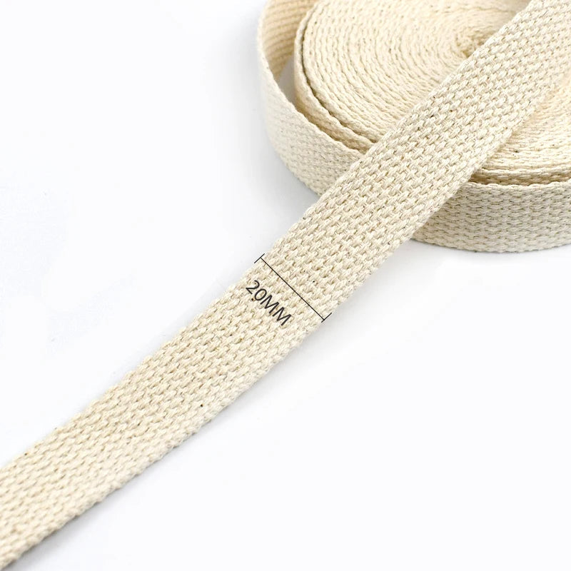 Huinchas de algodón de lona beige de 10 metros, 15-38mm