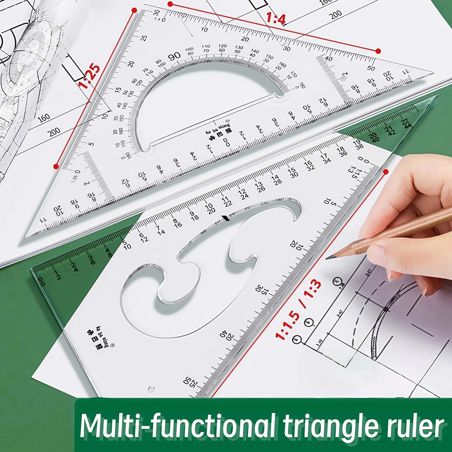 Juego de herramientas de dibujo avanzado, acero inoxidable, herramientas de precisión, CAD, medición multifuncional