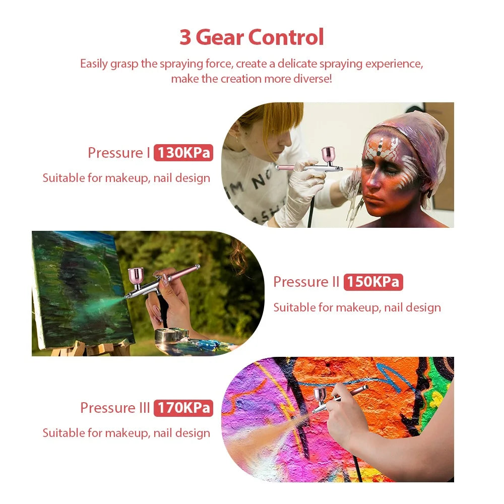 Aerógrafo portátil superior de 0,3mm con tubo de aire de 150cm, pulverizador de pintura para arte, pastelería, maquillaje, decoración de uñas, etc