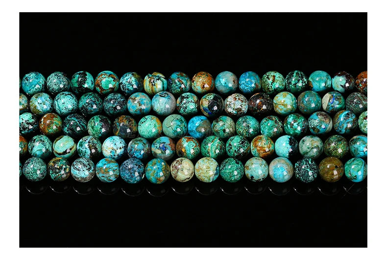 Mostacillas de piedra de crisocola de azurita natural, redondo para fabricación de joyas, 6, 8, 10mm
