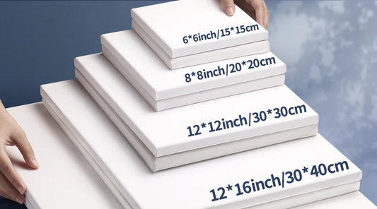 Paquete de 3 lienzos estirados Marie con 6x6", 8x8", 12x12", 12x16", 100% algodón imprimado blanco rectangular con marco de madera