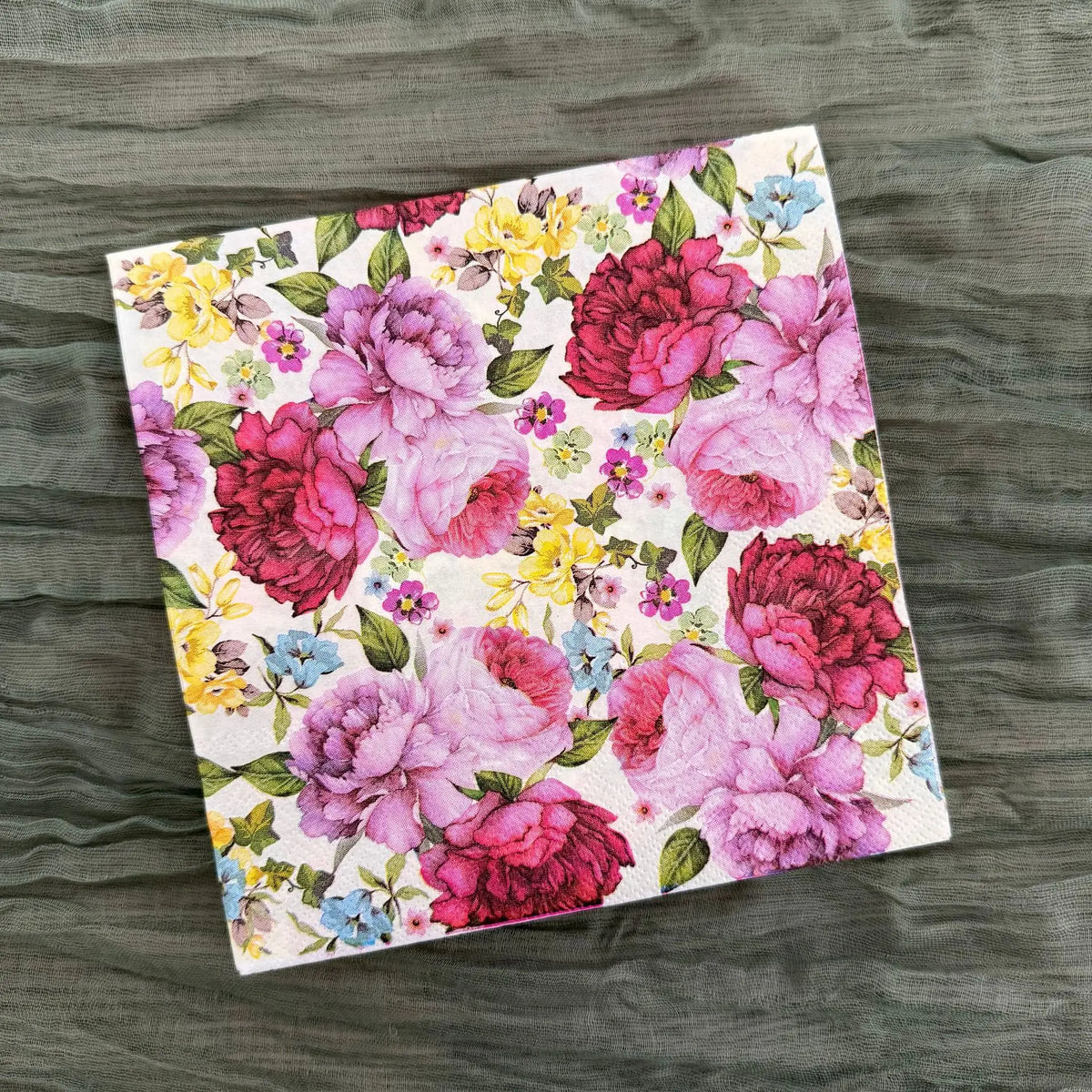 20 Servilletas Florales Coloridas Desechables, Decoupage