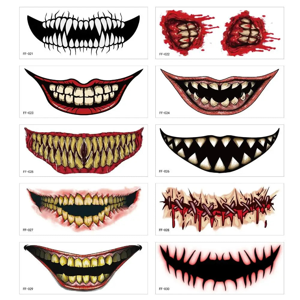 Stickers de tatuajes de terror impermeables para Halloween