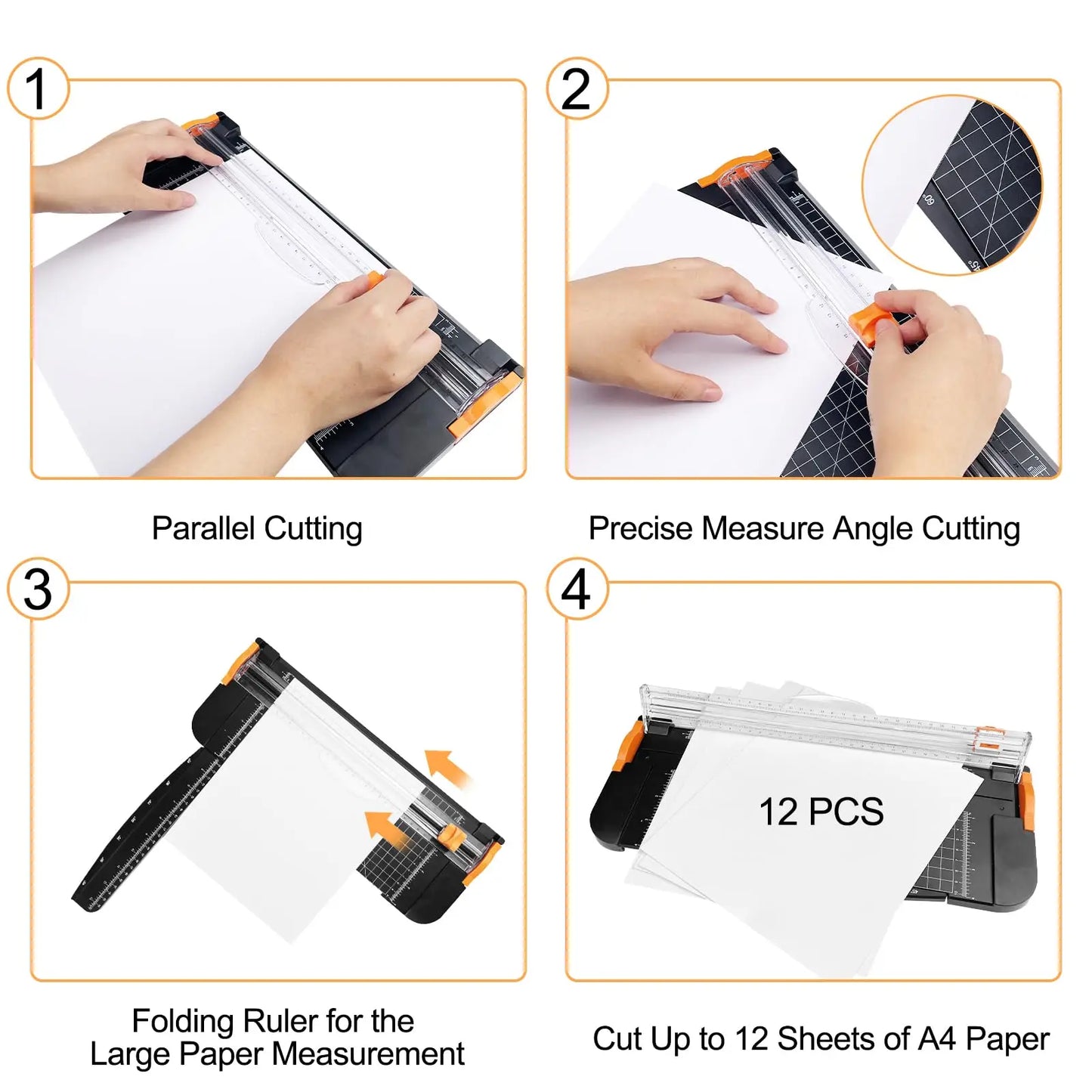 Cortador de papel A4, cuchillo de papelería con regla extensible