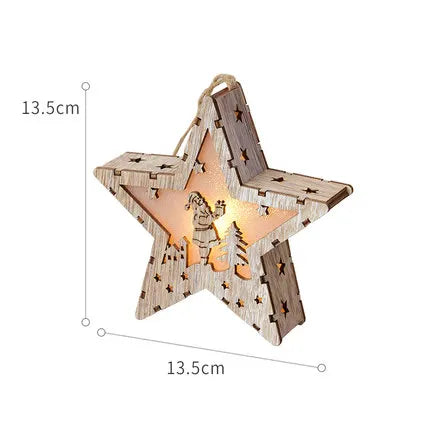 Casa iluminada de madera creativa, decoración de ventana de Navidad