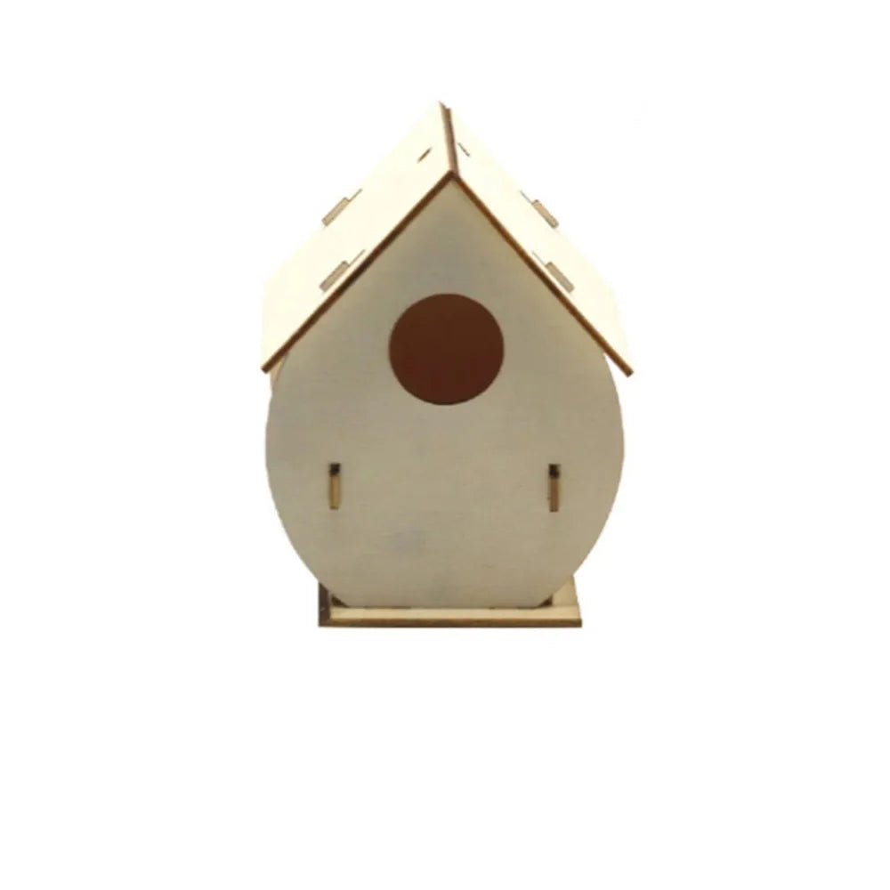 Casa de pájaro de madera para manualidades para el hogar, comedero colgante, 3 uds.
