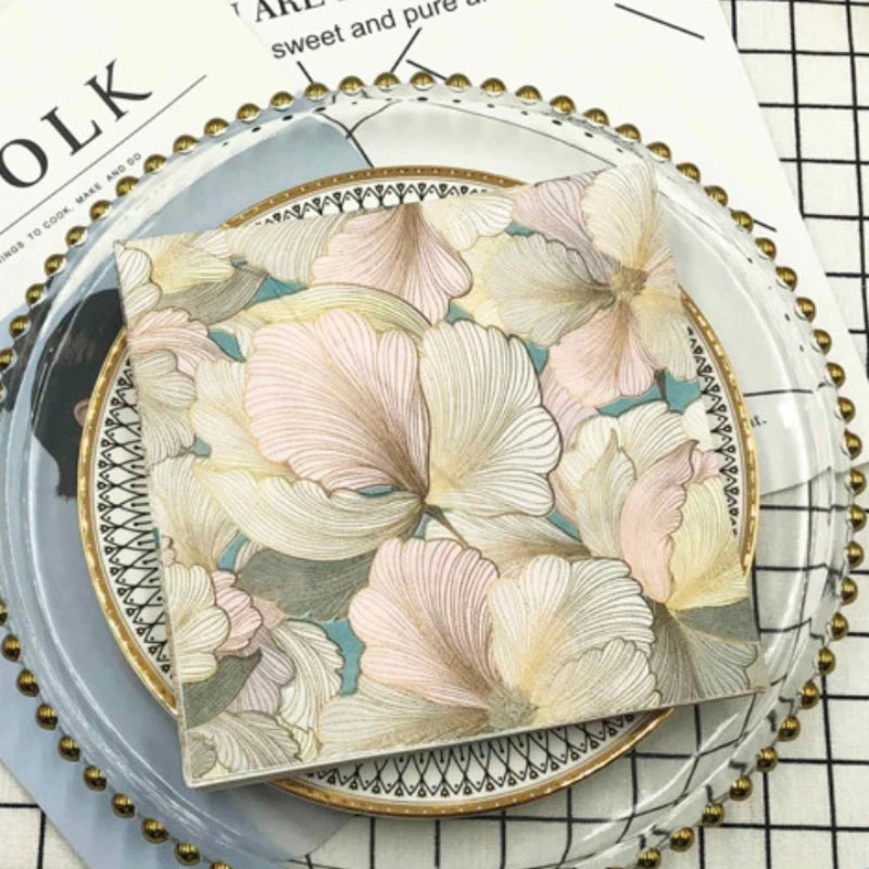 Servilletas estampadas de flores tridimensionales, 20 piezas/pac 33*33cm