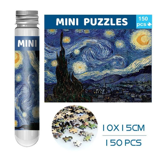 150 unids/mini rompecabezas de pinturas al óleo, en tubo de ensayo.