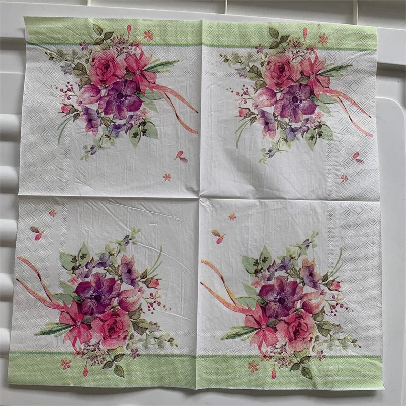 Decoupage-Servilletas de papel de flores, mariposas, 20 unidades