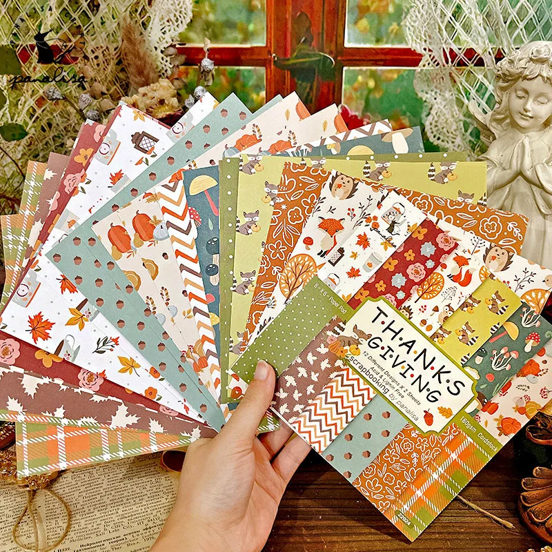 12 hojas de papel para álbum de recortes de 15x15cm