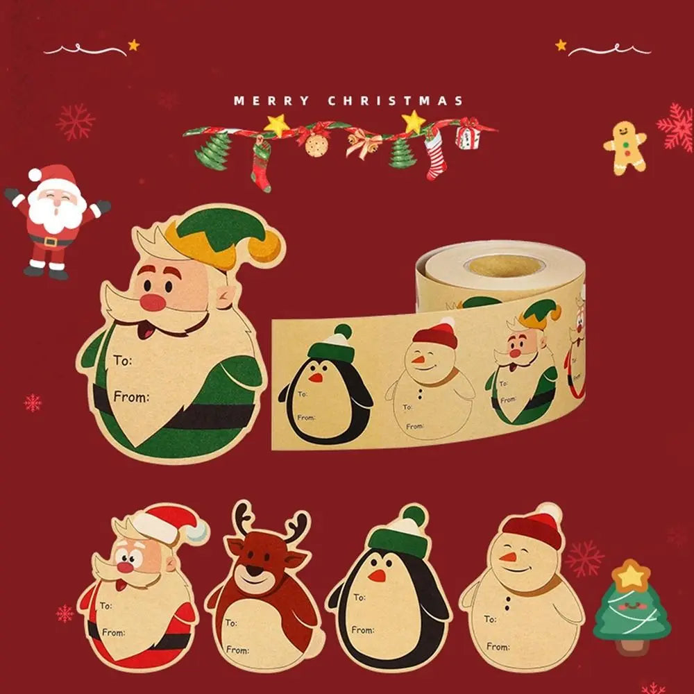 Etiquetas adhesivas para celebración de Navidad, etiquetas de nombre de regalo 200 unid.
