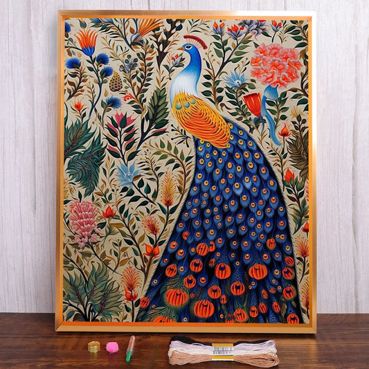Pavo real impreso 11CT y 14CT patrones de punto de cruz