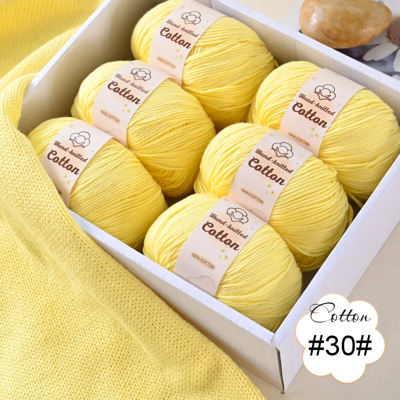 6 bolas de hilo de algodón puro de 300 g, hilo suave multicolor