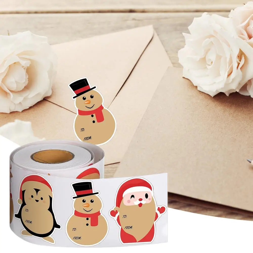 Stickers navideños redondas, 200 piezas, etiquetas de renos, de muñecos de nieve, de Papá Noel, etc