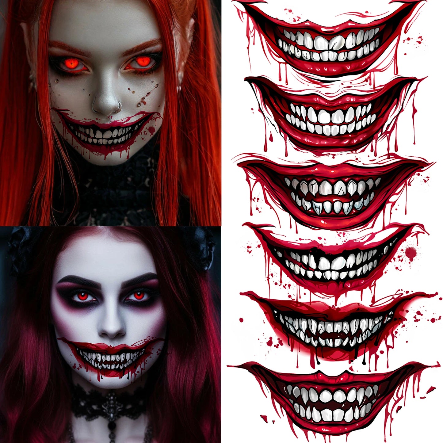 6 Hojas de Tatuajes Temporales para Halloween, Duraderos e Impermeables para Hombres y Mujeres