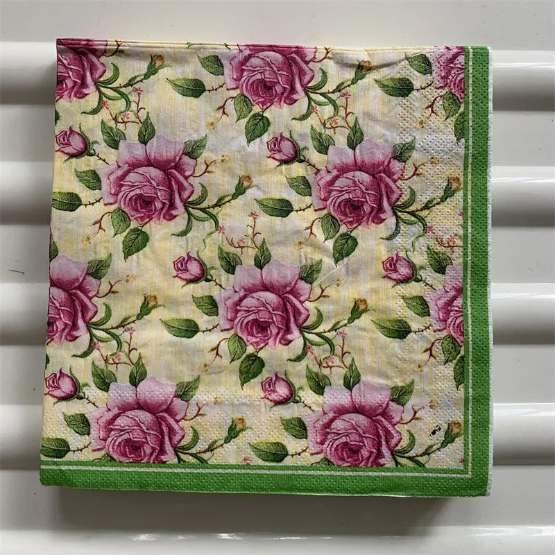 Decoupage-Servilletas de papel de flores, mariposas, 20 unidades