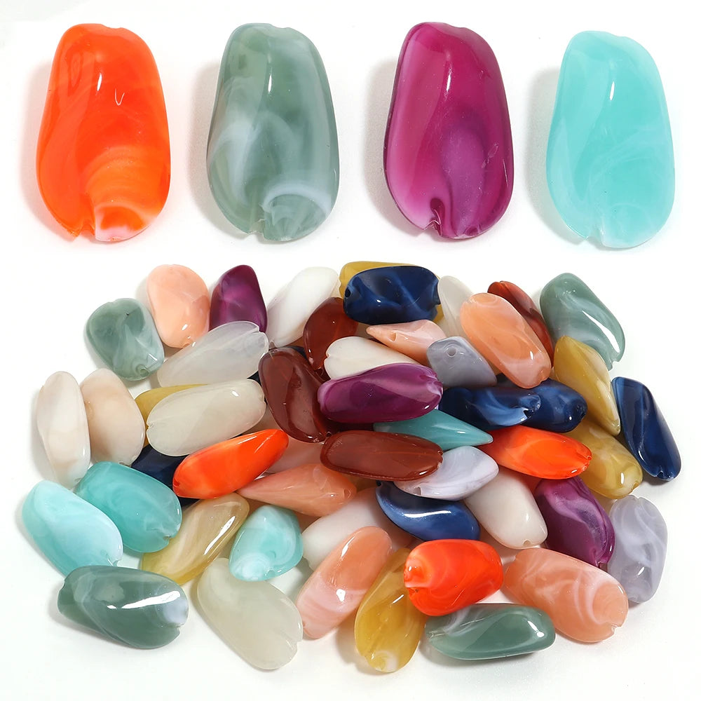 30 unids/lote de mostacillas acrílicas de forma Irregular de colores para fabricación de joyas