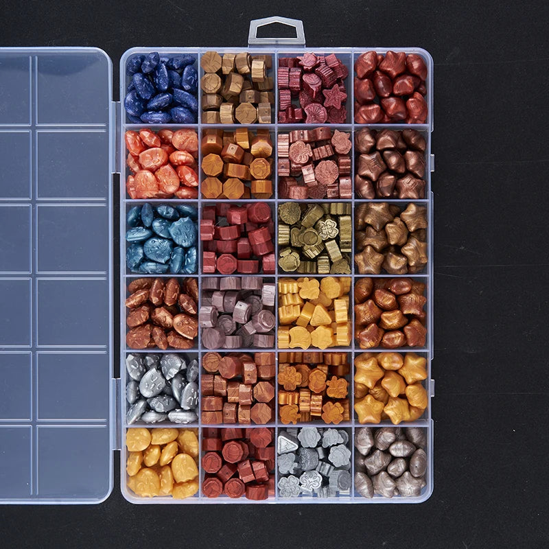Cajas de cera mezclada de 4 formas, para sellos,  24 tipos
