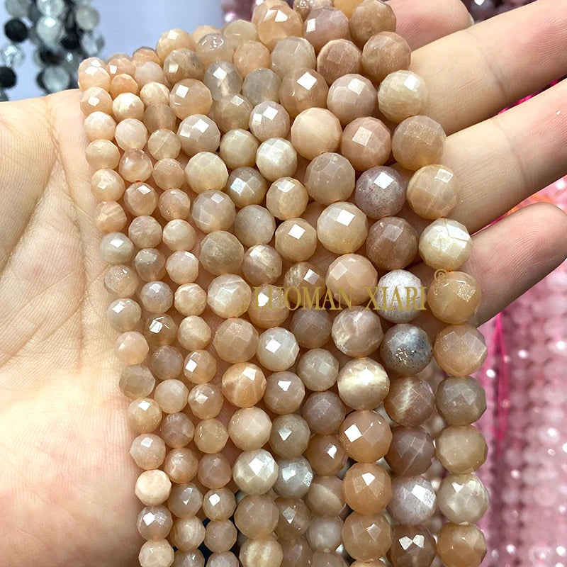 Piedra Natural redonda facetada AAA, mostacillas espaciadoras sueltas para fabricación de joyería