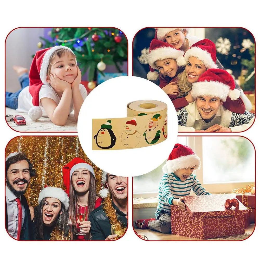 Stickers navideños redondas, 200 piezas, etiquetas de renos, de muñecos de nieve, de Papá Noel, etc