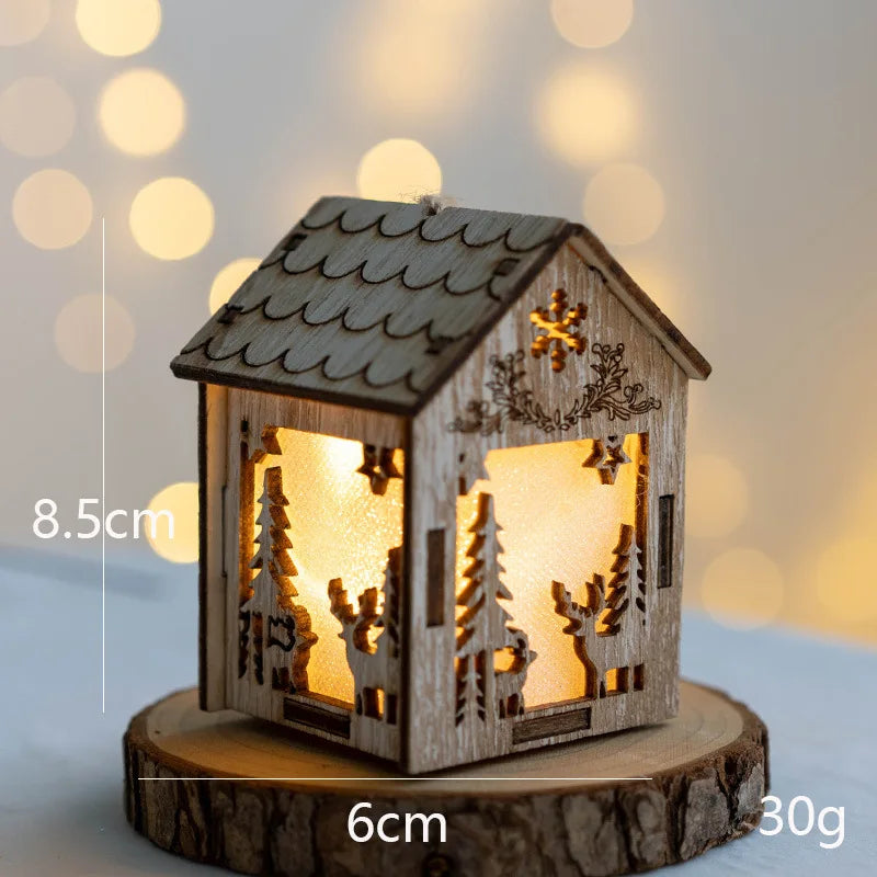 Casa de madera luminosa con Luz LED de Navidad