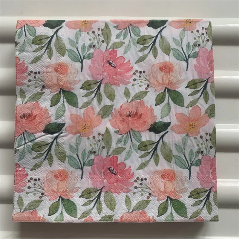 Decoupage-Servilletas de papel de flores, mariposas, 20 unidades